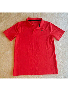 Under Armour Boys size YXL Solid Logo Polo Shirt Short Sleeve Loose Fit Pullover